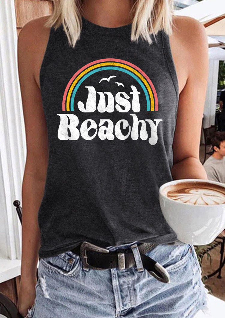 

Just Beachy Rainbow O-Neck Tank - Dark Grey, Gray, 537201