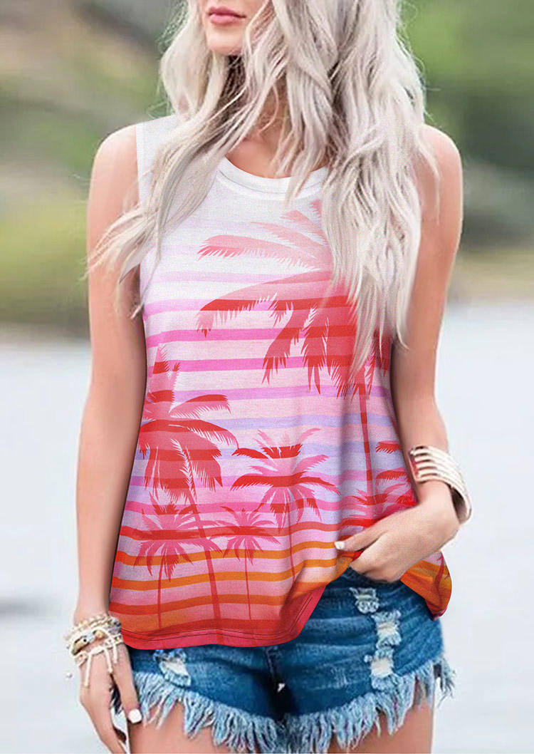 

Striped Gradient Coconut Tree Tank, Multicolor, SCM002773