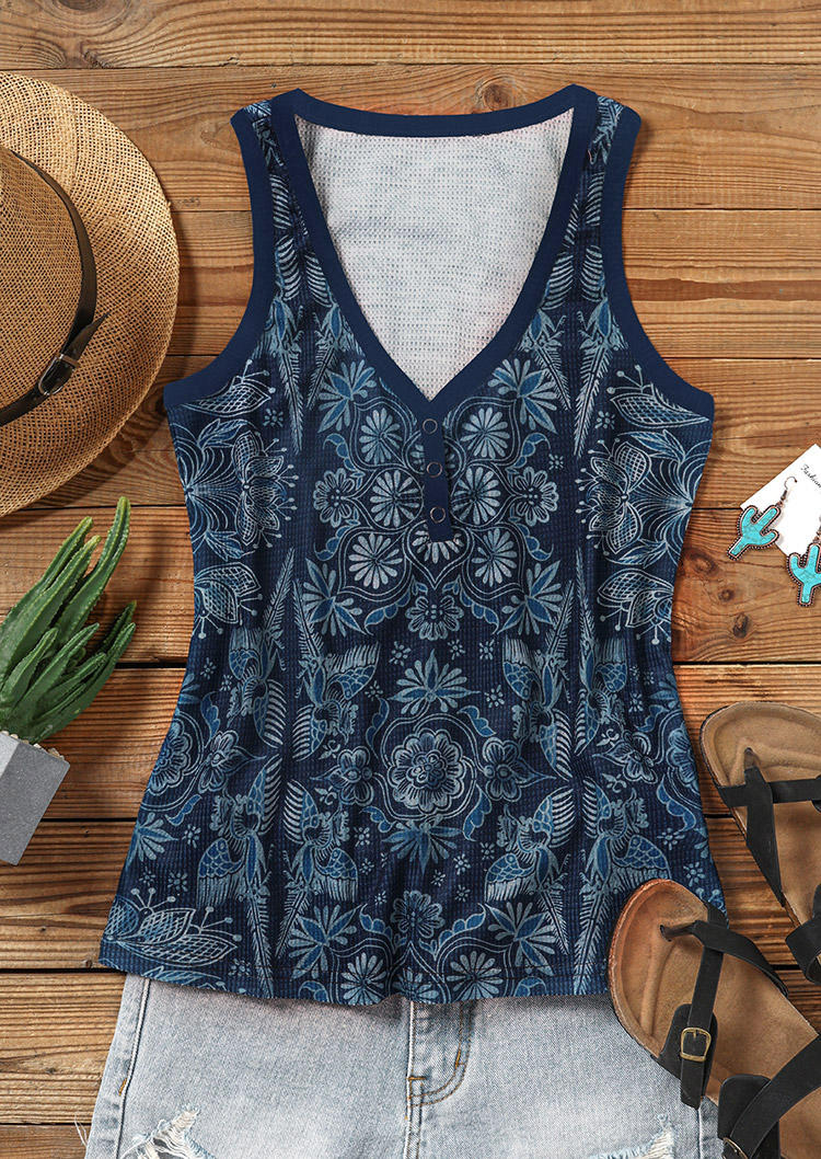 Floral Snap Button Casual Tank