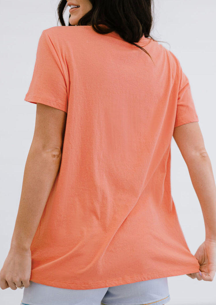 Casual O-Neck T-Shirt Tee - Orange
