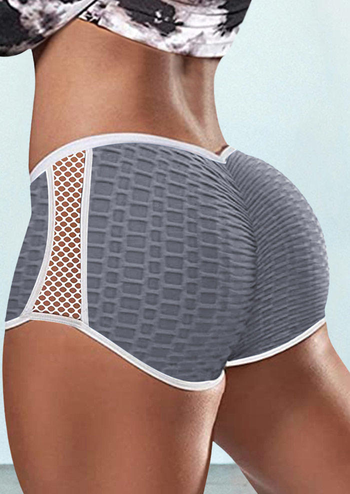 

Waffle Hollow Out Activewear Shorts - Gray, SCM003068