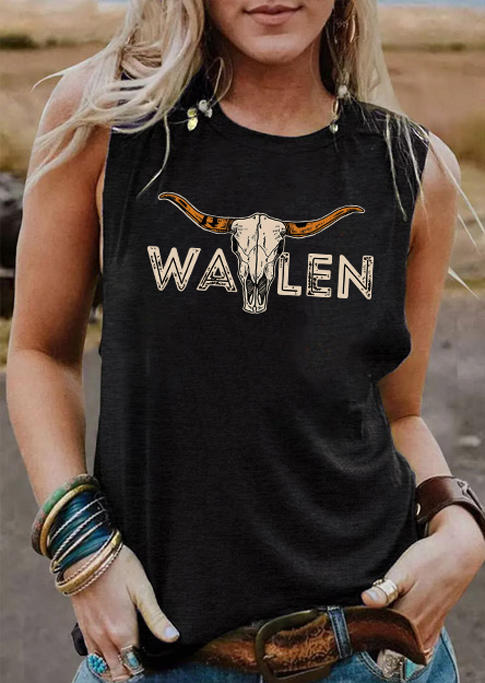 

Steer Skull O-Neck Tank - Black, 537246