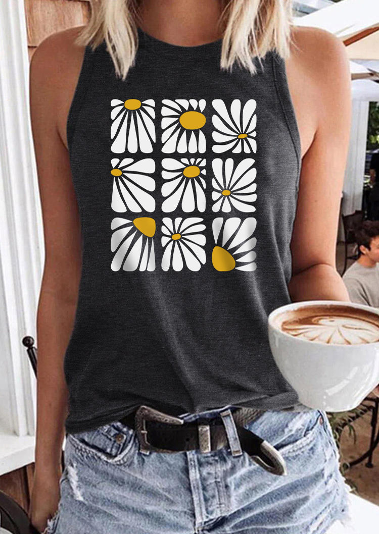 

Daisy O-Neck Casual Tank - Dark Grey, Gray, 537250