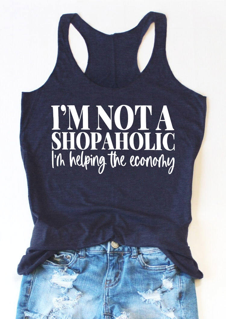 I'm Not A Shopaholic I'm Helping The Economy Racerback Tank - Navy Blue
