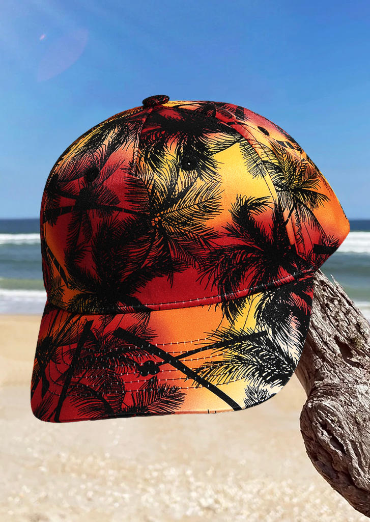 

Coconut Tree Tie Dye Baseball Cap, Orange, SCM003016