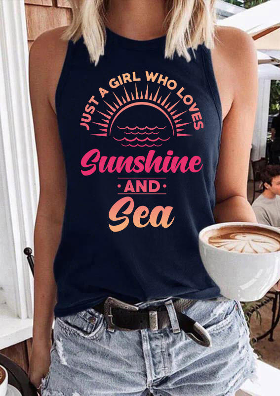 

Just A Girl Who Loves Sunshine And Sea O-Neck Tank - Navy Blue, 537254