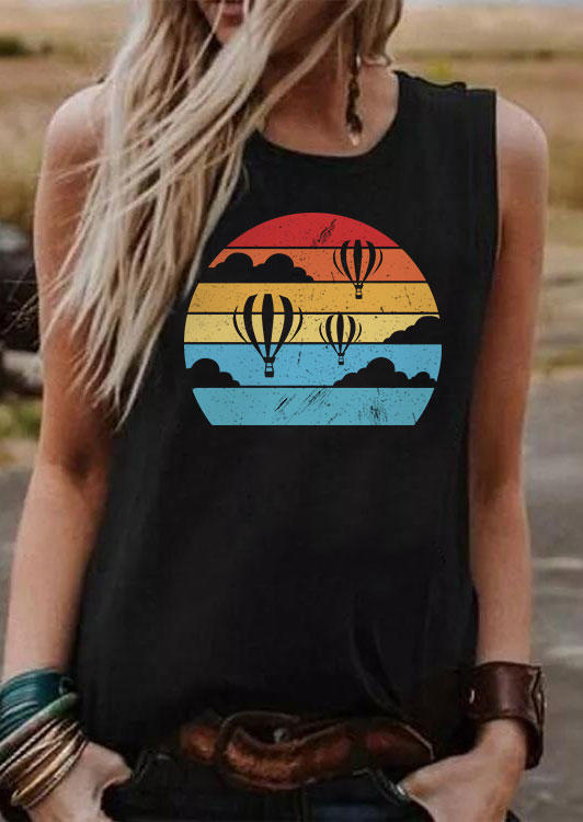 

Hot Air Balloon Sunset Casual Tank - Black, 537258