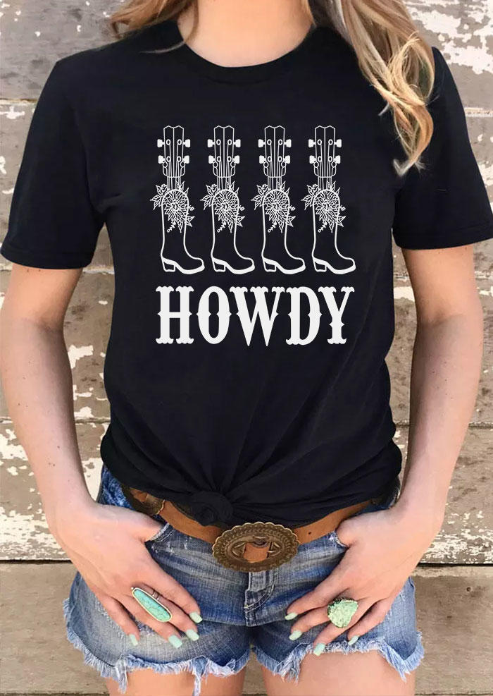 

Howdy Guitar O-Neck T-Shirt Tee - Black, 537321