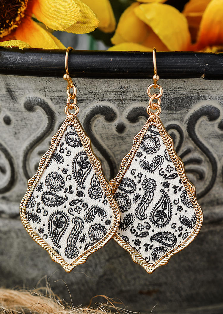 

Paisley Alloy Hook Pendant Earrings, Dark gray, SCM002753