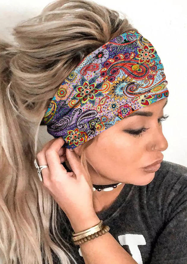 

Paisley Elastic Sports Wide Headband, Multicolor, SCM002912