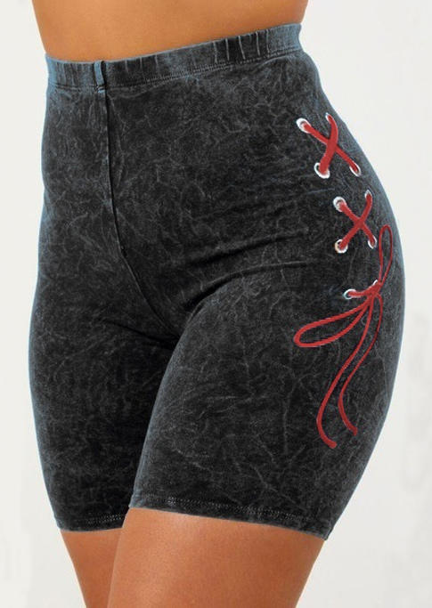 

Elastic Waist Casual Activewear Shorts, Black, SCM003106
