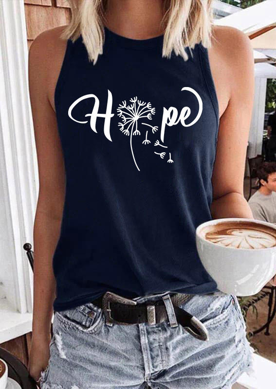 

Hope Dandelion O-Neck Casual Tank - Navy Blue, SCM003216