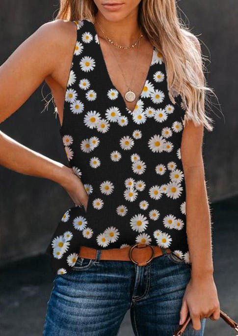 

Daisy V-Neck Casual Tank - Black, SCM003274