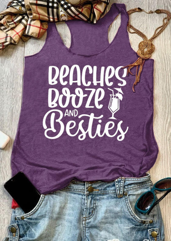 

Beaches Booze And Besties Racerback Tank - Purple, SCM002007