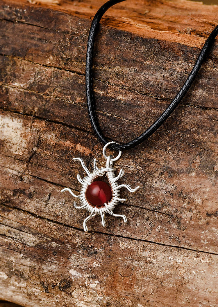 

Turquoise Wire Wrapped Pendant Necklace, Green;red, SCM002068