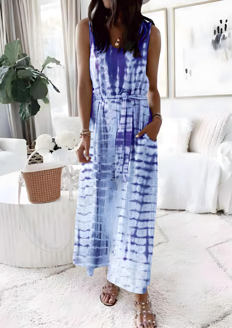 

Tie Dye Pocket Sleeveless Maxi Dress - Blue, SCM003339