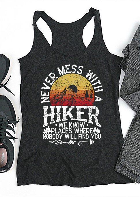 

Never Mess With A Hiker Sunset Racerback Tank - Dark Grey, Gray, 536933