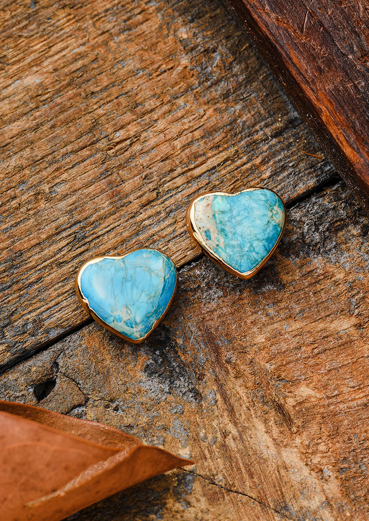 

Turquoise Heart Stud Earrings, Blue, SCM002911