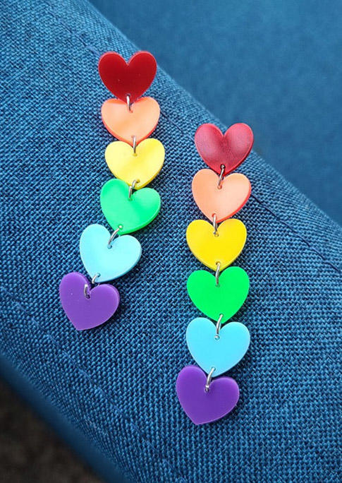 

Colorful Heart Acrylic Earrings, Multicolor, SCM003132