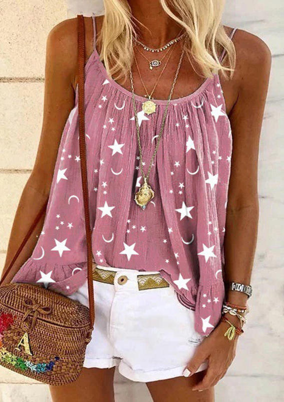 

Star Moon Ruffled Camisole - Pink, SCM003323