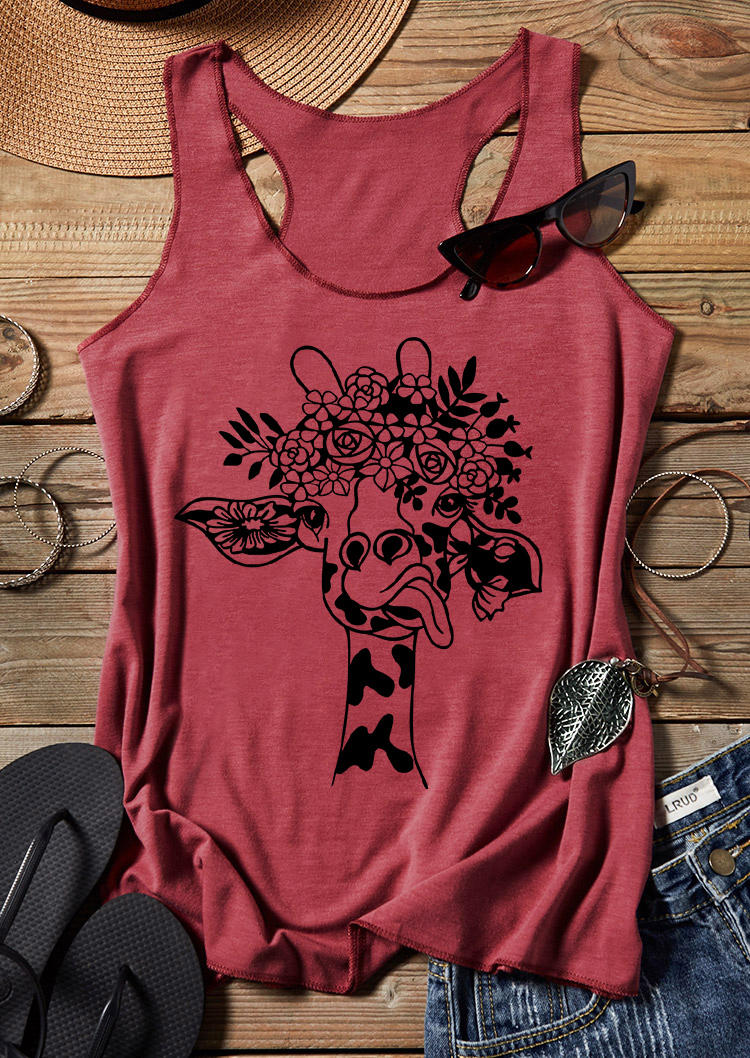 

Giraffe Floral Racerback Tank - Brick Red, SCM003350