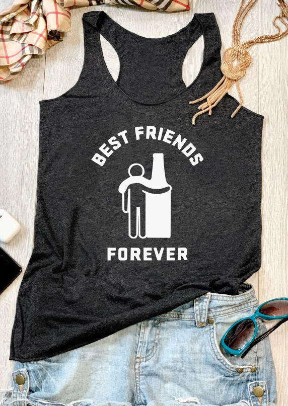 

Best Friends Forever Racerback Tank - Dark Grey, Gray, 537415