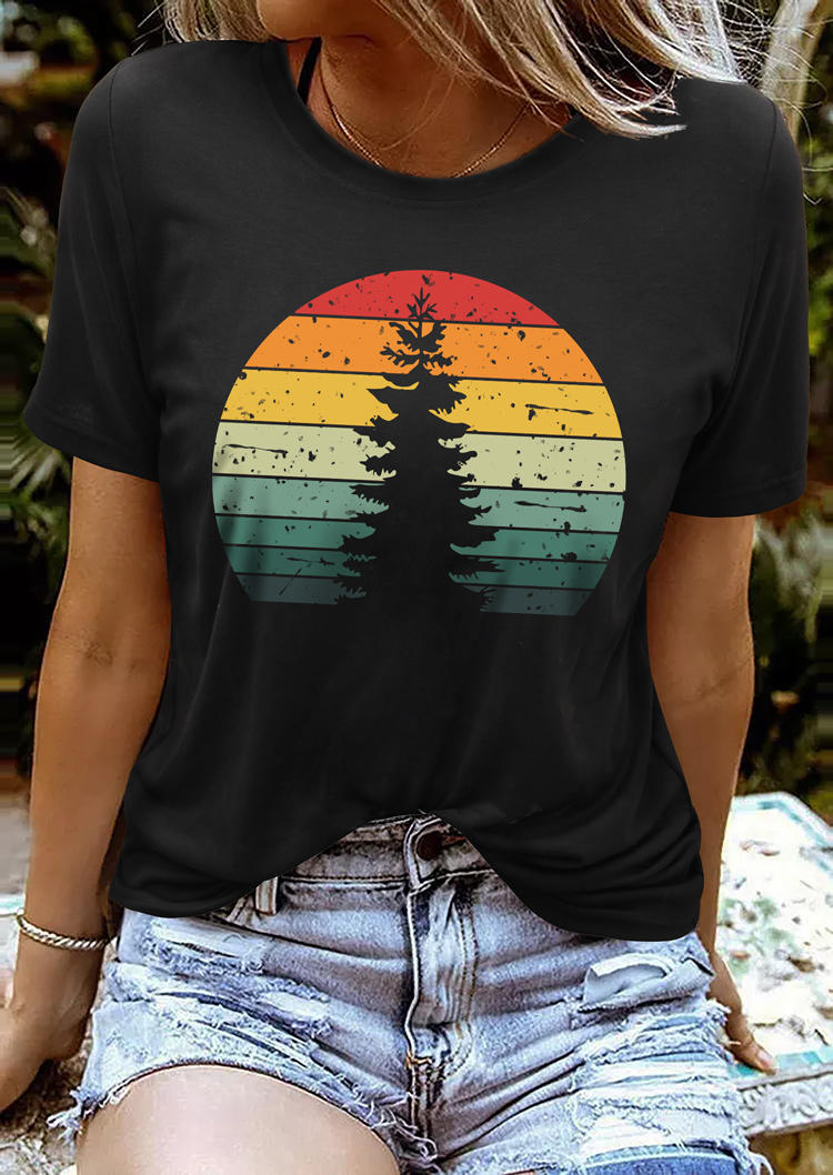 

Tree Sunset Short Sleeve T-Shirt Tee - Black, 537419