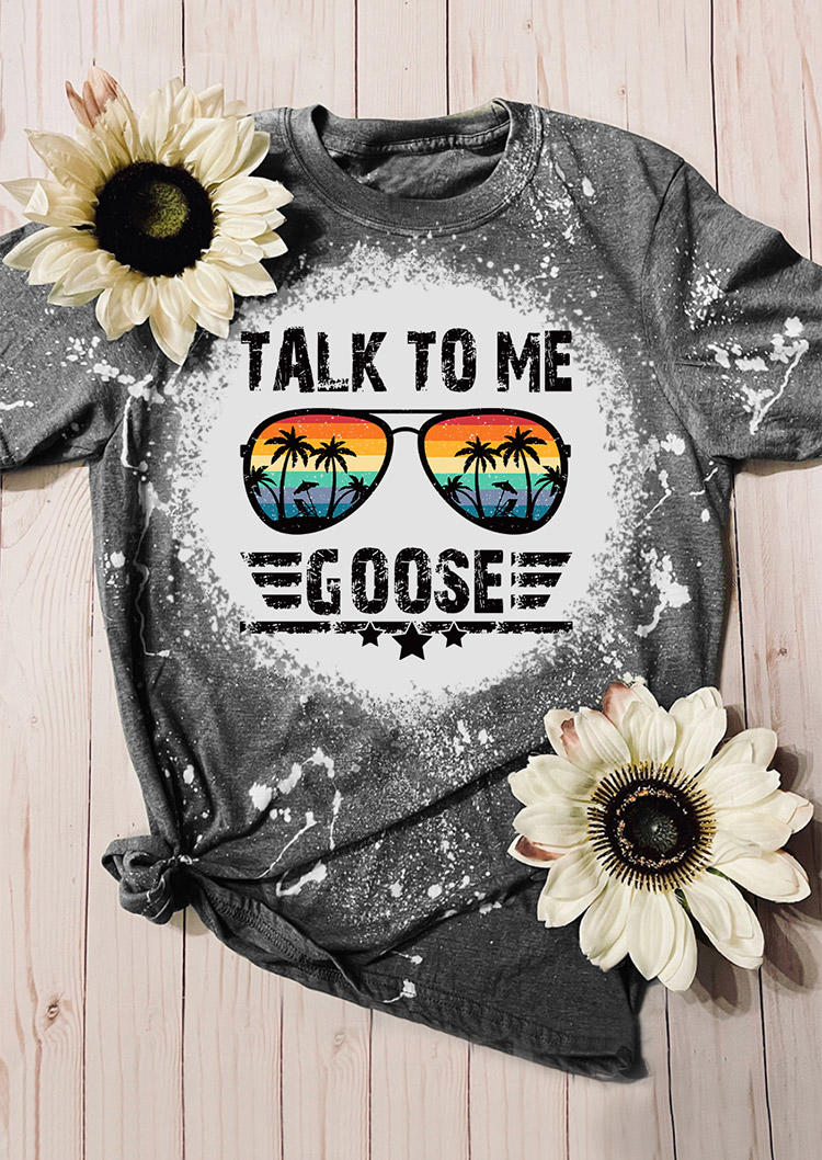 

Talk To Me Goose Glasses Coconut Tree T-Shirt Tee - Gray, SCM002870