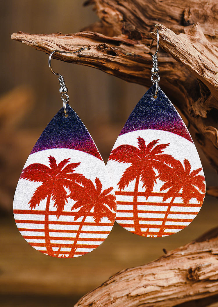 

Coconut Tree Gradient Water Drop Earrings, Multicolor, SCM003168