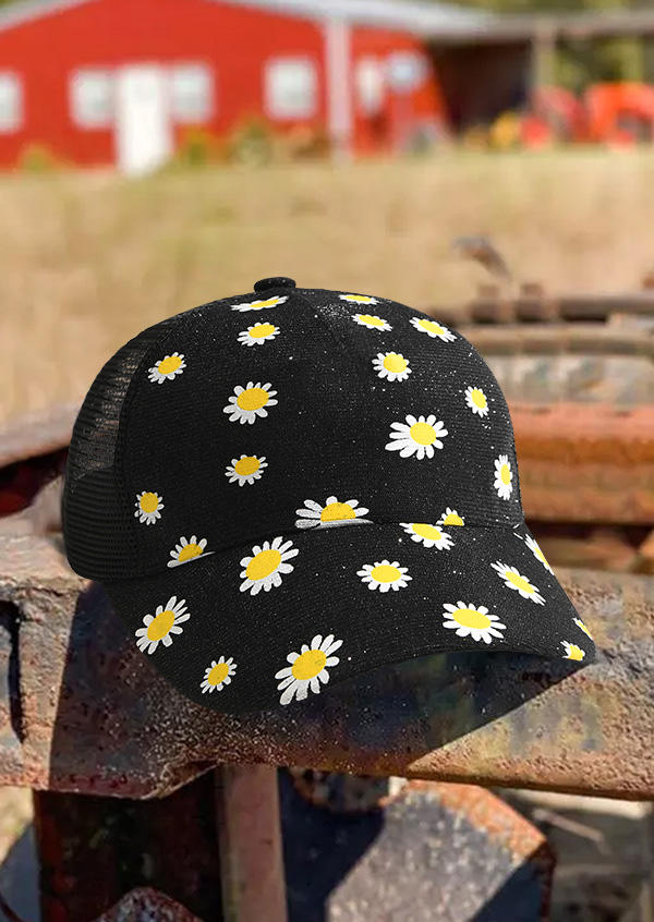 

Daisy Mesh Hollow Out Baseball Cap, Black, SCM003171