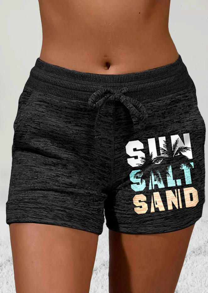 

Sun Salt Sand Coconut Tree Drawstring Shorts - Black, SCM003507