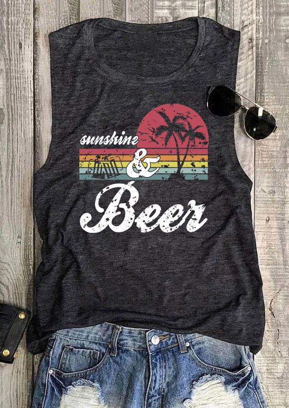 

Sunshine & Beer Coconut Tree Tank - Dark Grey, Gray, 537431