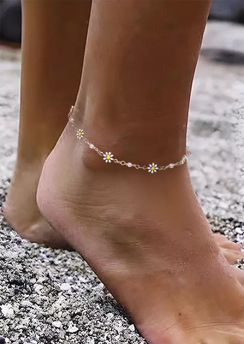 Daisy Pearl Hollow Out Alloy Anklet