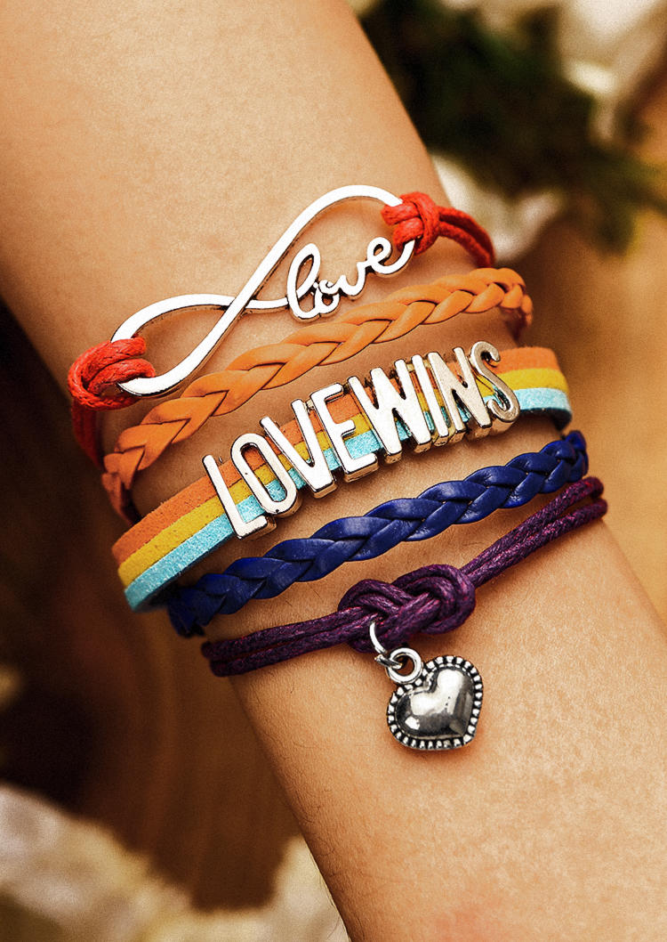 

Love Wins Heart Infinity Braid Bracelet, Multicolor, SCM003139
