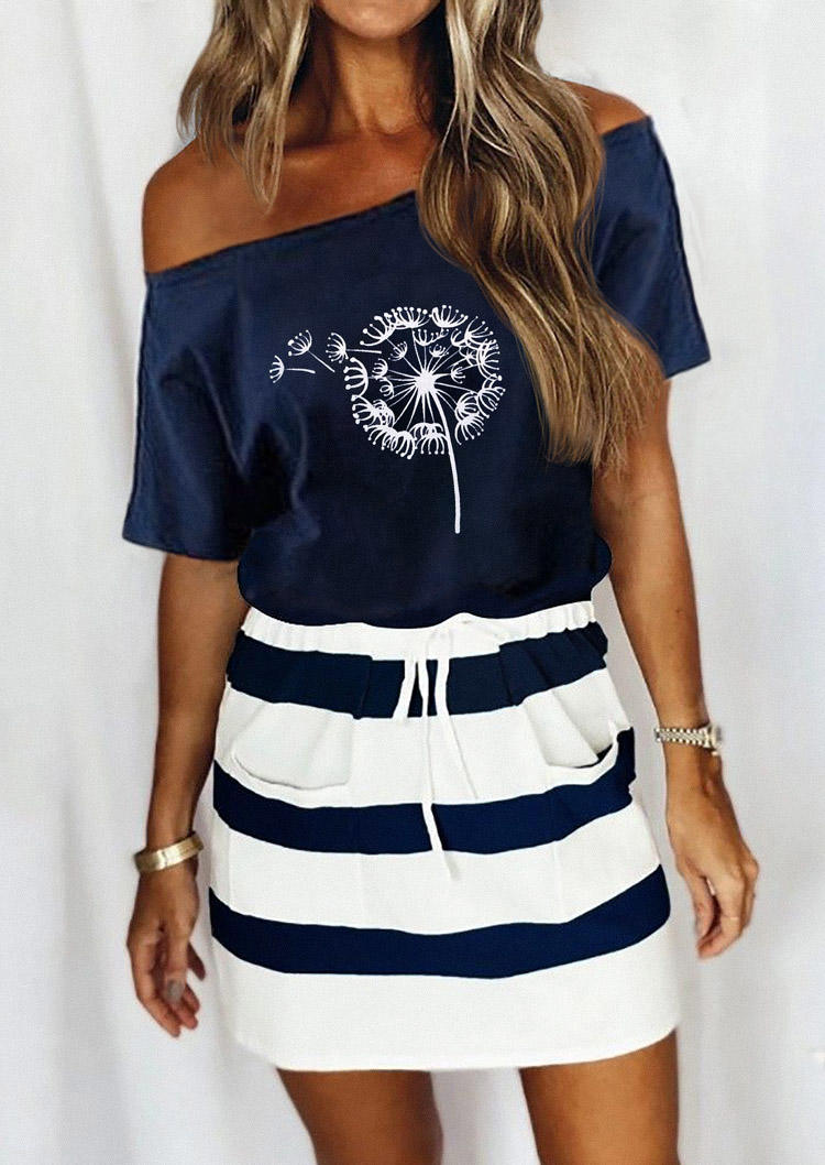 

Dandelion Striped Pocket Mini Dress - Navy Blue, SCM003221