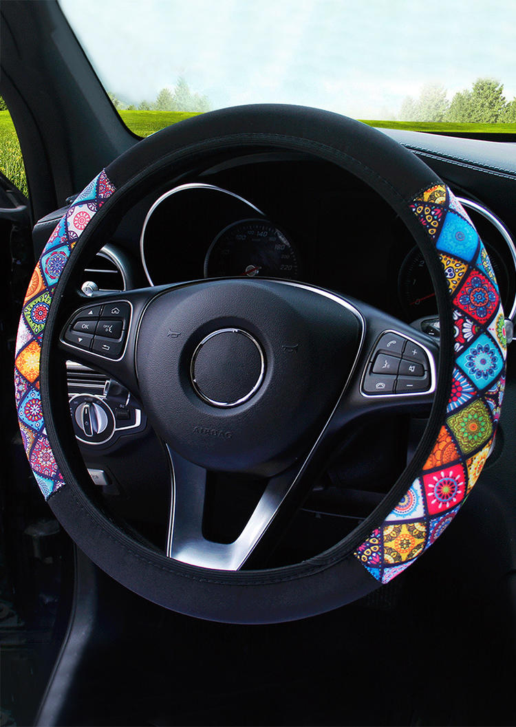 

Ethnic Elastic Band Car Steering Wheel Cover, Multicolor, SCM003413