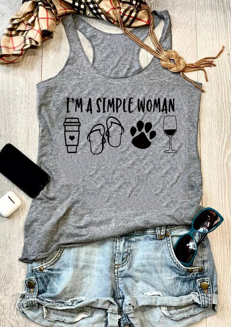 

I Am A Simple Woman Footprint Glass Tank - Gray, SCM003498