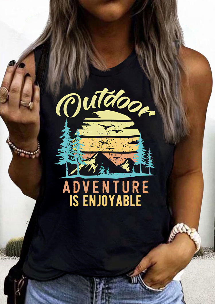 

Outdoor Adventure Is Enjoyable O-Neck Tank - Black, 537449