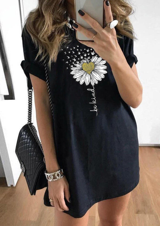 

Be Kind Daisy Short Sleeve Mini Dress - Black, SCM003013