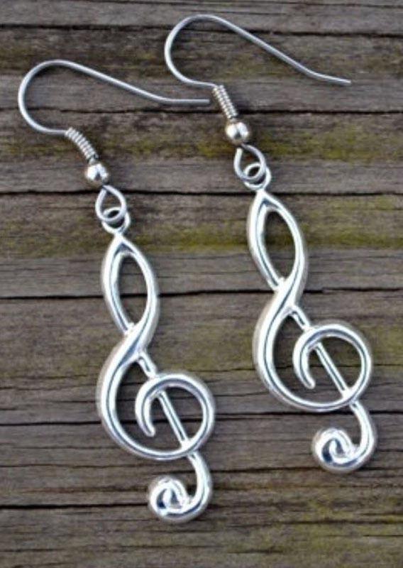 

Music Note Alloy Earrings, Silver, SCM003229