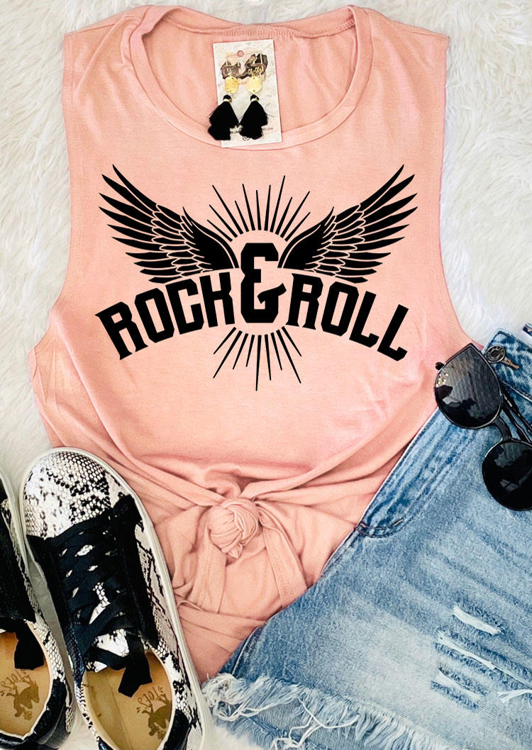 

Rock & Roll Wing O-Neck Tank - Pink, SCM003397