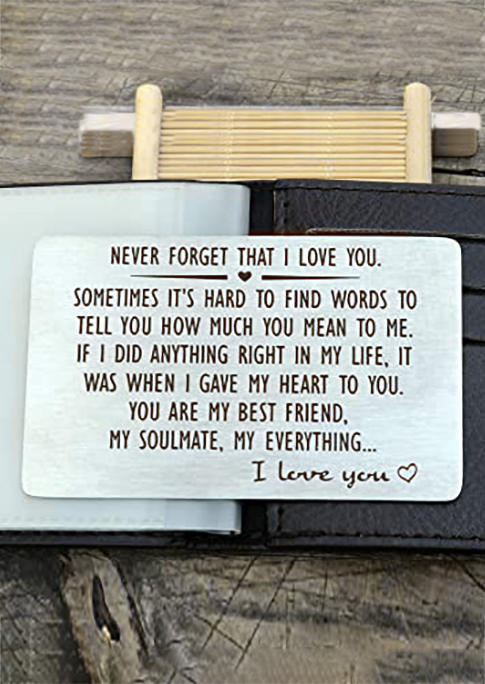

Never Forget That I Love You Wallet Insert Card, Silver, SCM003414