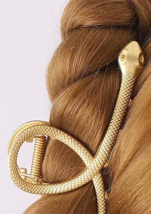 

Snake Metal Hair Clip, Gold, SCM003464