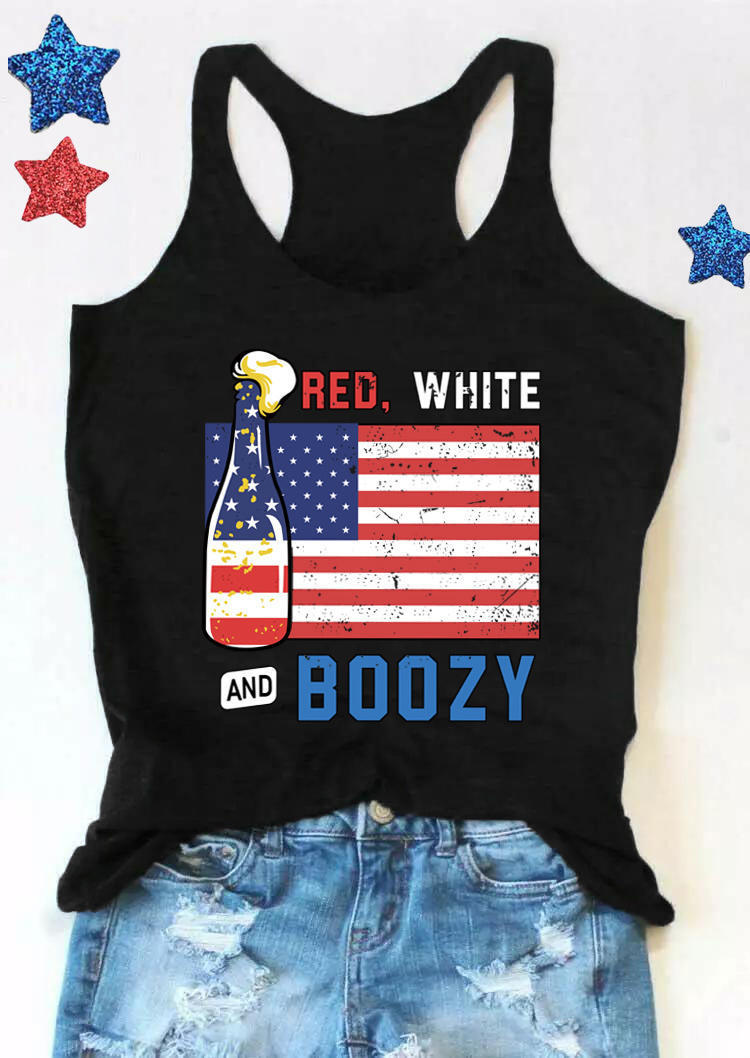

Red White And Boozy American Flag Racerback Tank - Black, 504865