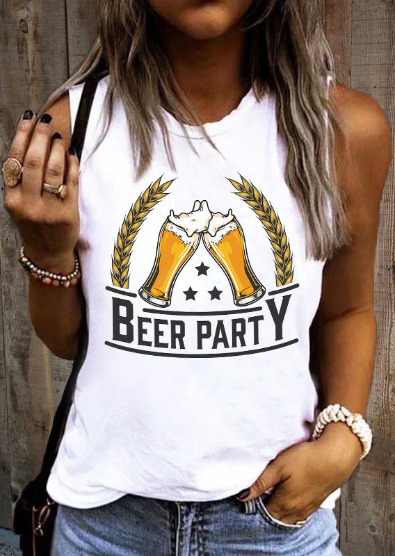 

Beer Party Star O-Neck Tank - White, 537215