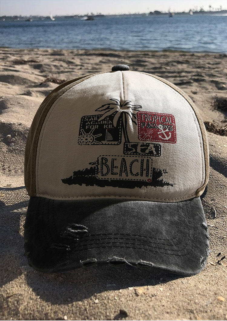 

Coconut Tree Beach Anchor Color Block Baseball Cap, Multicolor, SCM003020
