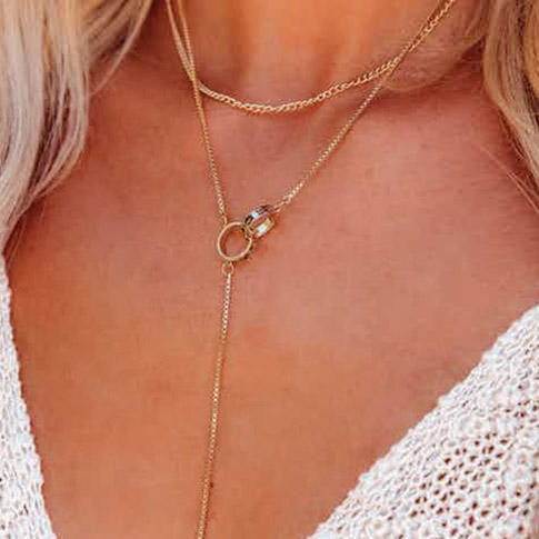 Circle Dual-Layered Pendant Necklace