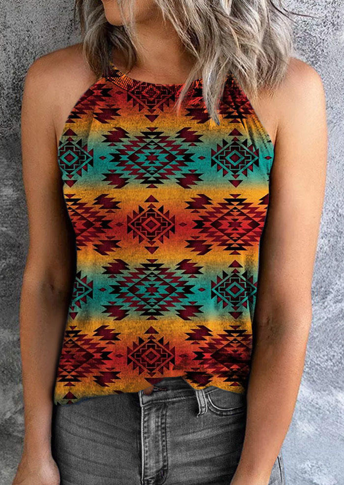 

Aztec Geometric Gradient Spaghetti Strap Camisole, Multicolor, SCM003025