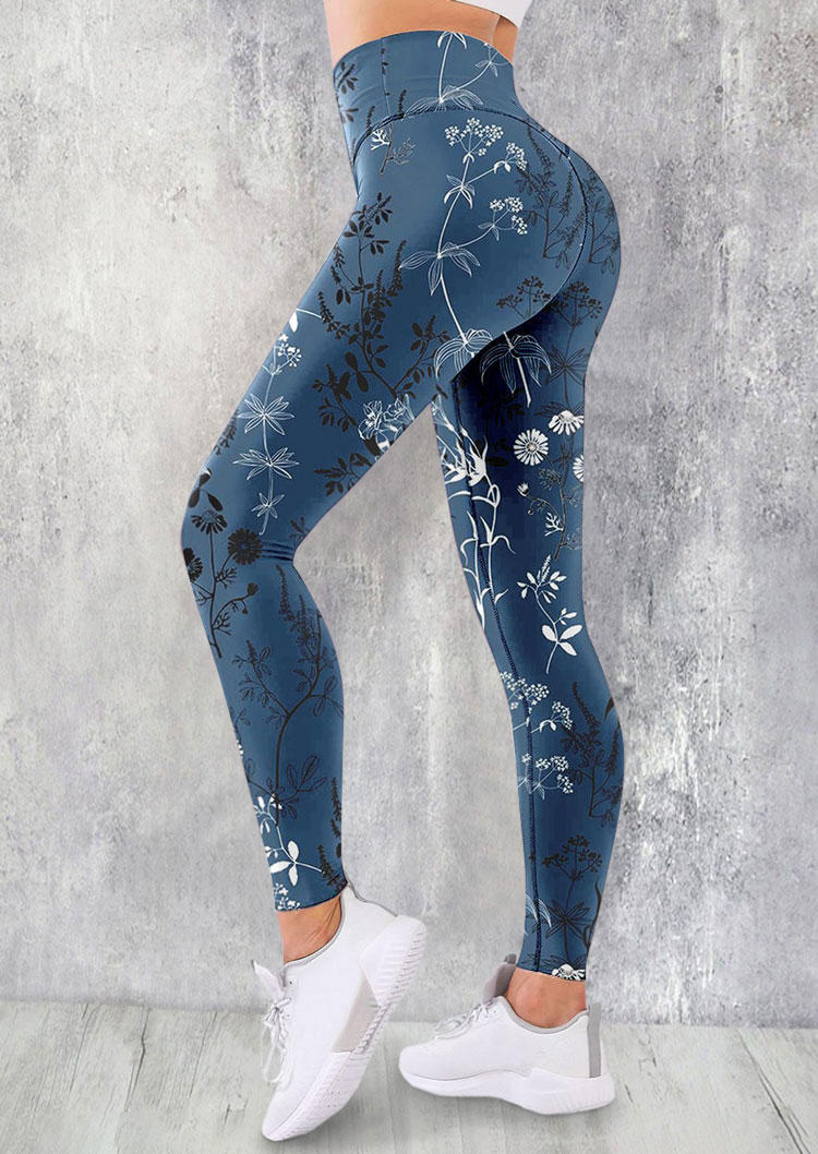 

Floral High Waist Activewear Leggings, Multicolor, SCM003122