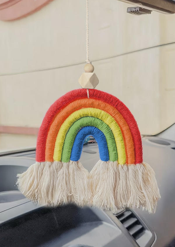 

Rainbow Tassel Macrame Hanging Car Ornament, Multicolor, SCM003412